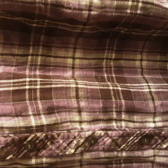 Fashion Bug Embellished Purple Plaid Cotton Flannel Woman's Large - Picture 5 of 7
